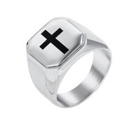 PAURO Uomo e Donna Acciaio Inossidabile Classico Personalità Chiesa Fede Preghiera Croce Anello Argento Taglia 29