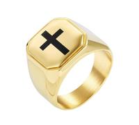 PAURO Uomo e Donna Acciaio Inossidabile Classico Personalità Chiesa Fede Preghiera Croce Anello Oro Taglia 25