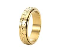 PAURO Uomo e Donna Acciaio Inossidabile Classico Texture di Pietra Ansia Sollievo Girabile Dito Anello Oro Taglia 10