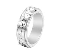 PAURO Uomo e Donna Acciaio Inossidabile Classico Texture di Pietra Ansia Sollievo Girabile Dito Anello Argento Taglia 19