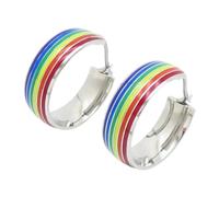 PAURO Uomo e Donna Acciaio Inossidabile LGBTQ Semplice Orgoglio Desiderio Fine Arcobaleno Orecchini Argento