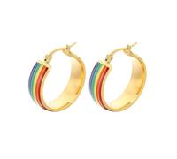 PAURO Uomo e Donna Acciaio Inossidabile LGBTQ Semplice Orgoglio Desiderio Fine Arcobaleno Orecchini Oro