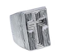 PAURO Uomo e Donna Acciaio Inossidabile Retrò Individualità Hip Hop Punk Amuleto Croce Anello Argento Taglia 14