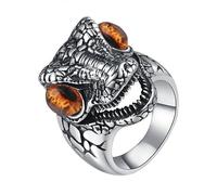 PAURO Uomo e Donna Acciaio Inossidabile Tendenze Personalità Stile Rettile Quattro Colori Design Coccodrillo Anello Marrone Argento Taglia 14