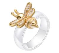 PAURO Uomo e Donna Ceramica Semplicità Zirconia Ape Fidanzamento Matrimonio Anello Bianco Taglia 14