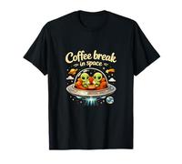 Pausa caffè nello Spazio Carino UFO Alien Latte Pun Maglietta