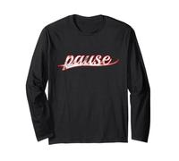 Pause Pop Culture Gen Z Humor Vintage Varsity Distressed Maglia a Manica