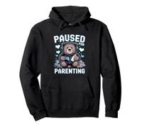 Paused for Parenting Gamer Bear Nuovo Genitore Felpa con Cappuccio