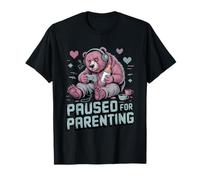 Paused for Parenting Gamer Bear Nuovo Genitore Maglietta