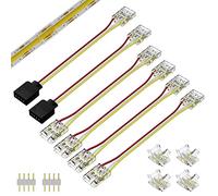 PAUTIX 4pin CCT COB LED Striscia Connettore Kit, larga 10mm Striscia LED COB CCT, Connettore trasparente Gapless 4 pezzi e cavi di prolunga a doppia estremità 4 pezzi da 10cm