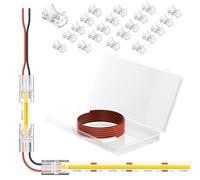 PAUTIX Connettori a strisce LED COB per 8 mm, 2 pin, 20 pezzi riutilizzabili strisce a cavo, cavo di prolunga da 3 m, 22 AWG per installazione senza saldatura, per striscia LED da 5 V, 12 V, 24 V