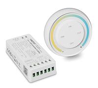 PAUTIX Kit di Controllo LED Monocolore+CCT, Telecomando senza fili 2.4G RF, Regolatore/dimmer 2in-1 LED per strisce LED 2835/COB/CCT,con telecomando bianco, 12-24V 144W-288W (senza batteria)