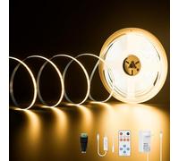 PAUTIX Kit Striscia LED COB 10M Bianca Calda 2700K, Dimmerabile 480LEDs/M DC24V Striscia LED,Kit luce Nastro LED ad alto Lumen con funzione Timer Remoto RF e Alimentatore per illuminazione domestica