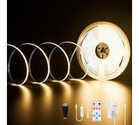 PAUTIX Kit Striscia LED COB 10M Bianca Calda 3000K,Dimmerabile 480LEDs DC24V Striscia LED,Kit luce Nastro LED ad alto Lumen con funzione Timer Remoto RF e Alimentatore per illuminazione domestica