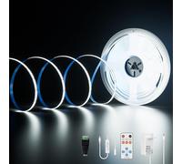 PAUTIX Kit Striscia LED COB 10M Bianco Freddo 6000K, Dimmerabile 480LEDs DC24V Striscia LED,Kit luce Nastro LED ad alto Lumen con funzione Timer Remoto RF e Alimentatore per illuminazione domestica