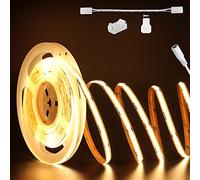 PAUTIX Luci di striscia LED COB Bianco caldo 2700K DC24V, 10M 504LEDs/M CRI90+ LED Nastro,Super Bright per armadio, camera da letto con Connettore striscia pannocchia da 8mm(alimentatore non incluso)
