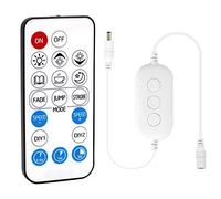 PAUTIX RF Remote Dimmer per Strisce LED a Singolo Colore,Telecomando Wireless a 18 Tasti e Controller in Linea DC 12V-24V per 3528/2835/5050/COB LED Strip,Funzione Timer