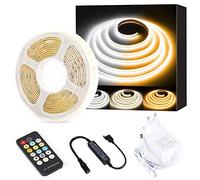 PAUTIX Striscia LED CCT COB Bianca Regolabile 3M,24V Dimmerabile 2700K-6500K LED Strip Light Kit con Telecomando RF,Strisce LED Ultra Uniformi e Alta Luminosità per Cucina,Studio,TV DIY Decor