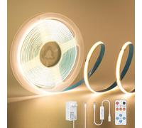 PAUTIX Striscia LED COB 3 metri,Strisce LED Bianco Caldo 2700K,480LEDs/m,Larghezza 8mm,CRI93,24V Dimmerabile Flessibile LED Strip con Alimentatore e Telecomando RF per TV,Cucina,Soggiorno,Specchio