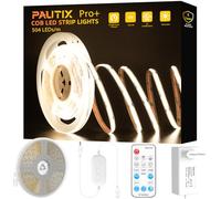 PAUTIX Striscia LED COB Bianco Naturale 4000K,504LED/M Dimmerabile 7.5m 24V flessibile, con telecomando RF e alimentatore di rete,CRI90 + luce da incasso per decorazione domestica fai da te