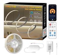 PAUTIX Striscia LED COB Bianco Naturale 4000K 7.5m,504LED/M 24V Dimmerabile Flessibile con Telecomando RF/Smart App/Alexa e Alimentatore di rete,CRI90+ per la decorazione domestica fai da te