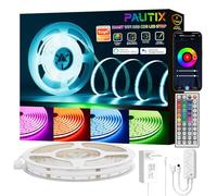 PAUTIX Striscia LED COB RGB 10m,24V Dimmerabile e Colorabile LED Strip Lights Compatibile con Alexa/Google Assistant,RGB LED Strisce con Telecomando,APP/Controllo Vocale per Bar,Feste e Progetti DIY