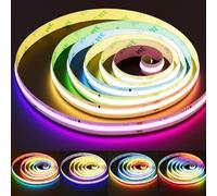 PAUTIX Striscia LED RGB Smart IC COB 5m, 24V Pixel RGB LED Adressabili con Cambio Colore, Luce Multicolore Flessibile per Progetti di Illuminazione Domestica DIY (Controller e Adattatore Disponibili