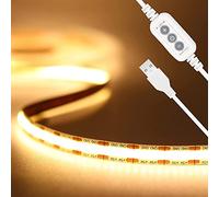 PAUTIX USB COB LED Striscia bianco caldo 3000K striscia LED 2m 640LED dimmer 5V retroilluminazione TV monitor, luce nastro flessibile per armadietto, illuminazione domestica fai-da-te