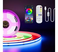 PAUTIX USB RGB Striscia LED COB 2M 5V,Dimmerabile RGB COB LED Strip con Telecomando RF e Controllo APP,Flessibile e Cambio Colore USB LED Strisce con Modalità Musica Per TV,Cucina,Partito DIY Decor
