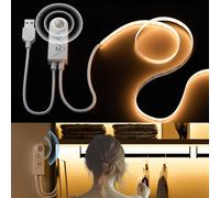 PAUTIX USB Striscia LED COB 5V con Rilevatore di Movimento Bianco Caldo 2700K 3M,960LED Dimmerabile CRI90+ Nastro LED Autoadesivo per Scale, Camerette, Armadi, Lampade da Letto