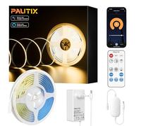 PAUTIX WIFI COB LED Striscia Bianco Caldo 2700K 10m,480LEDs/M Dimmable 24V Flessibile LED Striscia CRI90 +,Smart Funzione con Alexa,RF telecomando e Alimentazione per la casa fai da te decorazione