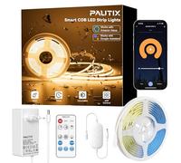 PAUTIX WiFi Striscia LED COB IP65 Impermeabile 5M Bianco Caldo 2700K,24V Regolabile Smart LED Strip Lights Compatibile con Alexa/Tuya per Illuminazione domestica(Alimentatore/Dimmer Non Impermeabili)