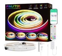 PAUTIX WIFI Striscia LED COB RGB Smart IC 5m, DC24V Indirizzabile Multicolore Flessibile led strip Funzione con Alexa,RF Telecomando e Alimentatore per progetti di illuminazione fai