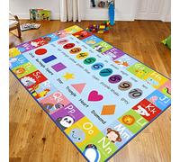 Pauwer Tappeti e scendiletto per bambini, 100 x 150 cm, Tappeto Da Gioco Bambini collezione Playtime ABC, numeri e forme, animali e colori, per sala giochi e aule