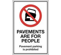 Pavements are for people Parking on the pavement is prohibited (cartello di sicurezza in PVC semirigido)