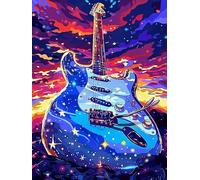 Pavemlo 5D Diamond Painting Kits Chitarra Dipinta a Olio, DIY Pittura Diamante Art Kit Cielo, Strass Arte Creazione di Mosaico Murale Artigianale per la Decorazione della Parete di Casa 30x40 cm