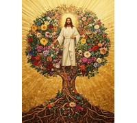 Pavemlo 5D Diamond Painting Kits Completo Albero Della Vita, DIY Pittura Diamante Art Kit Gesù, Strass Arte Creazione di Mosaico Murale Artigianale per la Decorazione della Parete di Casa 30x40 cm