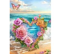 Pavemlo 5D Diamond Painting Kits Completo Amore in Mare, DIY Pittura Diamante Art Kit Fiore, Strass Arte Creazione di Mosaico Murale Artigianale per la Decorazione della Parete di Casa 30x40 cm