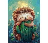 Pavemlo 5D Diamond Painting Kits Completo Simpatico Riccio, DIY Pittura Diamante Art Cactus Animale, Strass Arte Creazione di Mosaico Murale Artigianale per la Decorazione della Parete di Casa 30x40cm