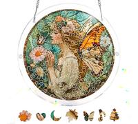 Pavemlo Acryl Sonnenfänger Puzzle 83 Teile, DIY Handwerk Fée Doppelseitige Glasmalerei Fensterkunst mit Kette, Achtsames Geschenk für Mutter, Heimdeko 18 cm F368