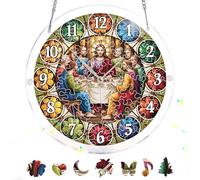 Pavemlo Acryl Sonnenfänger Puzzle 83 Teile, DIY Handwerk Jésus Doppelseitige Glasmalerei Fensterkunst mit Kette, Achtsames Geschenk für Mutter, Heimdeko 18 cm F243