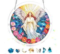 Pavemlo Acryl Sonnenfänger Puzzle 83 Teile, DIY Handwerk Jésus Doppelseitige Glasmalerei Fensterkunst mit Kette, Achtsames Geschenk für Mutter, Heimdeko 18 cm F274