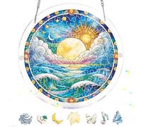 Pavemlo Acryl Sonnenfänger Puzzle 83 Teile, DIY Handwerk Soleil Doppelseitige Glasmalerei Fensterkunst mit Kette, Achtsames Geschenk für Mutter, Heimdeko 18 cm F195