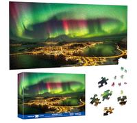 Pavemlo Puzzle 1000 Pezzi per Adulti Aurora Boreale Fiordo Norvegese - Forma Speciale Puzzle classici | Impossibile Puzzles | Decorazione Murale Unica(41x80cm) | Regalo Originale per Amanti dei Puzzle