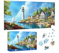 Pavemlo Puzzle 1000 Pezzi per Adulti Villaggio Con Faro - Forma Speciale Puzzle classici | Impossibile Puzzles | Decorazione Murale Unica (41x80cm) | Regalo Originale per Amanti dei Puzzle