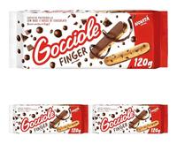 Pavesi Biscotti Frollini Gocciole Finger, Biscotti Snack, Pastafrolla con Base e Gocce di Cioccolato, Snack Gustoso, Confezione 120g (Confezione da 3)