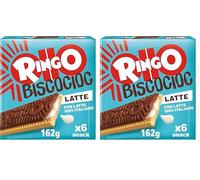 Pavesi Ringo Bisco Cioc Latte, Biscotto con Ripieno al Latte e Copertura di Cioccolato per Snack Dolce e Gustoso per la Merenda - Confezione da 12 Snacks - 162 g