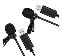 Pavewood 2 x microfono universale USB Lavalier microfono clip-on microfono per computer Plug and Play omnidirezionale Mic