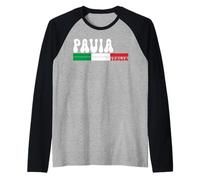 Pavia City Italia Vintage Bandiera Italia per Gli Amanti dei Viaggi Maglia con Maniche Raglan