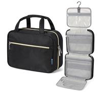 PAVILIA Beauty case da donna da appendere - Grande organizer da viaggio pieghevole con gancio, contiene bottiglie di dimensioni standard, 8 tasche, custodia impermeabile per cosmetici e kit dopp per